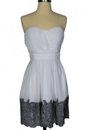 Coming Up Roses White and Black Chiffon Designer Dress by Minuet